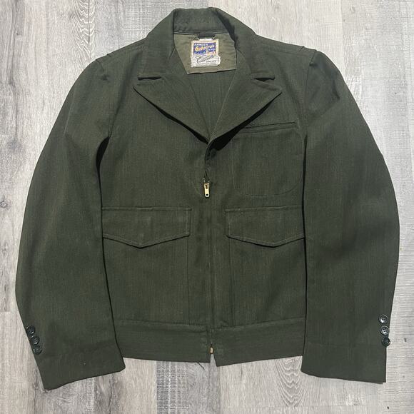 VTG 50s Ranger Gabcords Whipcord Park Service Green Gravenette Ricky Jacket S - Picture 1 of 7